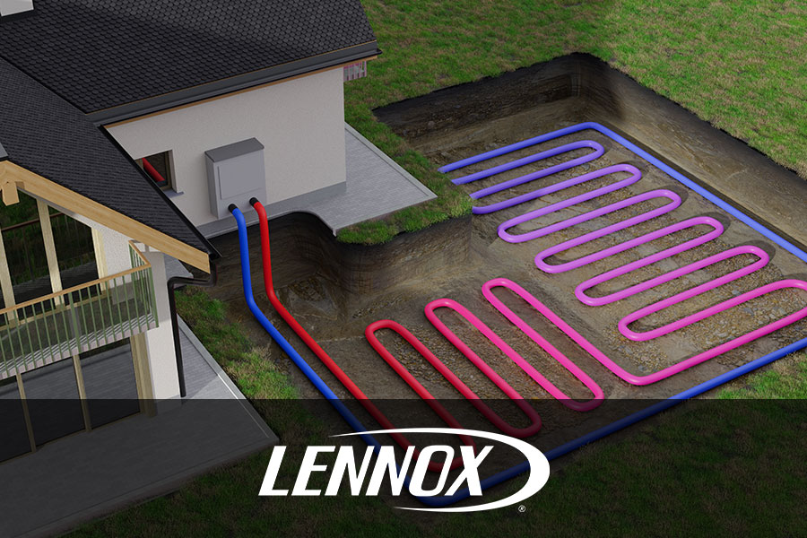 Horizontal ground source heat pump system for heating a home in Springfield, IL, with geothermal energy.