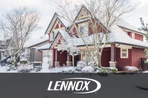 A charming red home in Springfield, IL, covered with snow in the middle of the Midwest winter season.