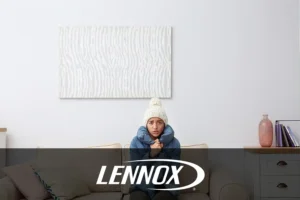 Bormida Heating & Cooling—A young woman bundled up in a coat and hat inside her Springfield, IL home because her furnace is blowing cold air.