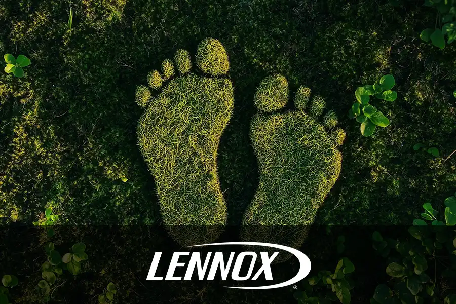 Bormida Heating & Cooling—A moss-covered carbon footprint symbolizes sustainability and eco-friendly living in Springfield, IL.