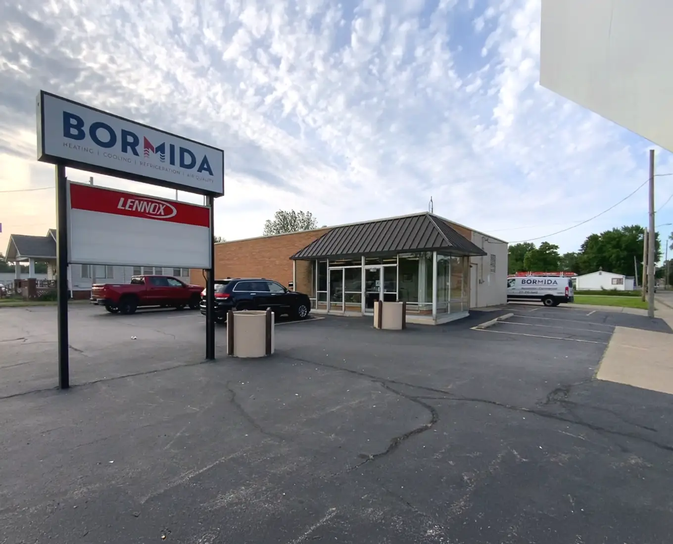 Bormida Heating and Cooling office location in Springfield, IL with storefront and signage for HVAC services