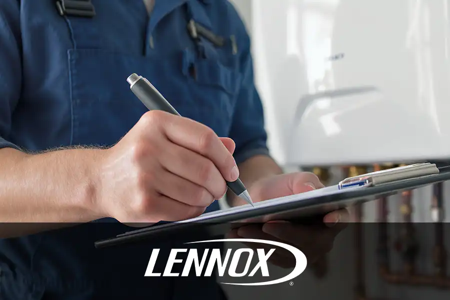 Bormida Heating & Cooling—A professional technician with a clipboard inspects the units of a home in Springfield, IL.
